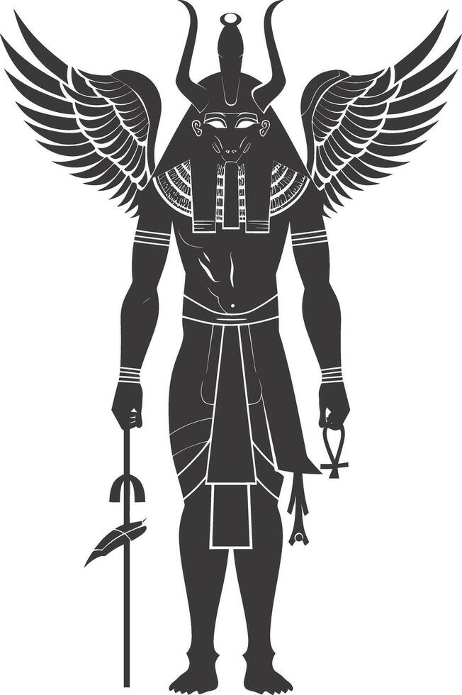 AI generated Silhouette spinx the egypt Mythical Creature black color only full body vector