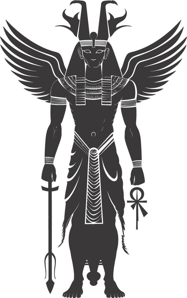 AI generated Silhouette spinx the egypt Mythical Creature black color only full body vector