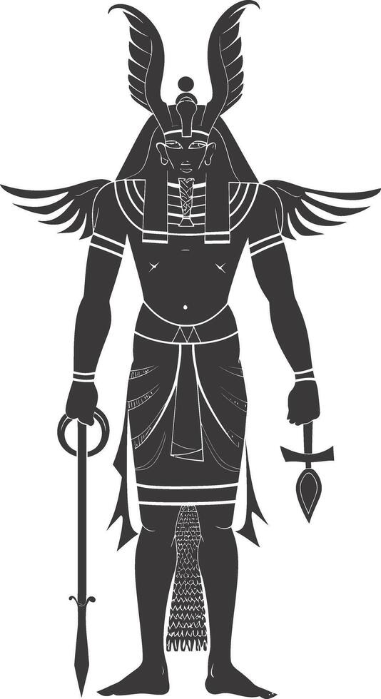 AI generated Silhouette spinx the egypt Mythical Creature black color only full body vector