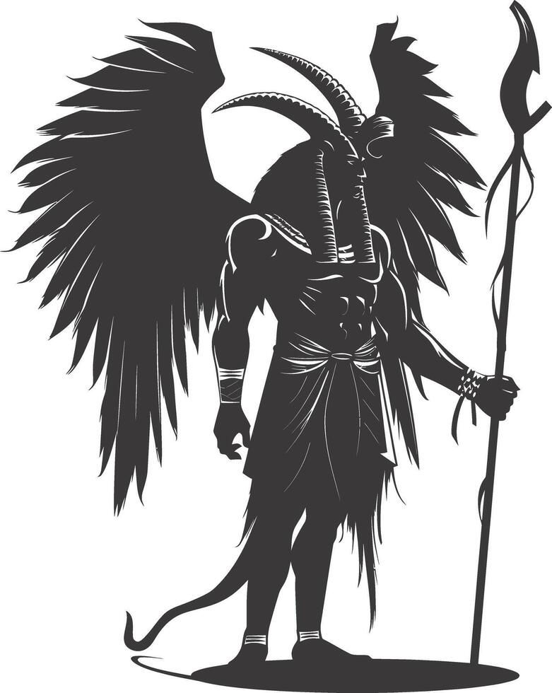 AI generated Silhouette spinx the egypt Mythical Creature black color only full body vector