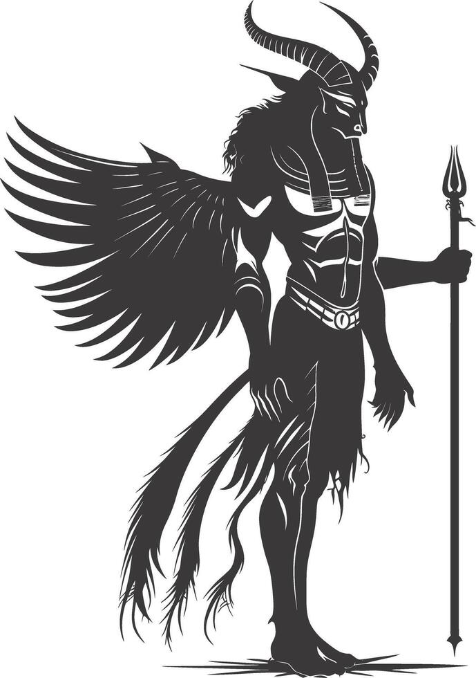 AI generated Silhouette spinx the egypt Mythical Creature black color only full body vector