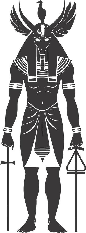 AI generated Silhouette spinx the egypt Mythical Creature black color only full body vector