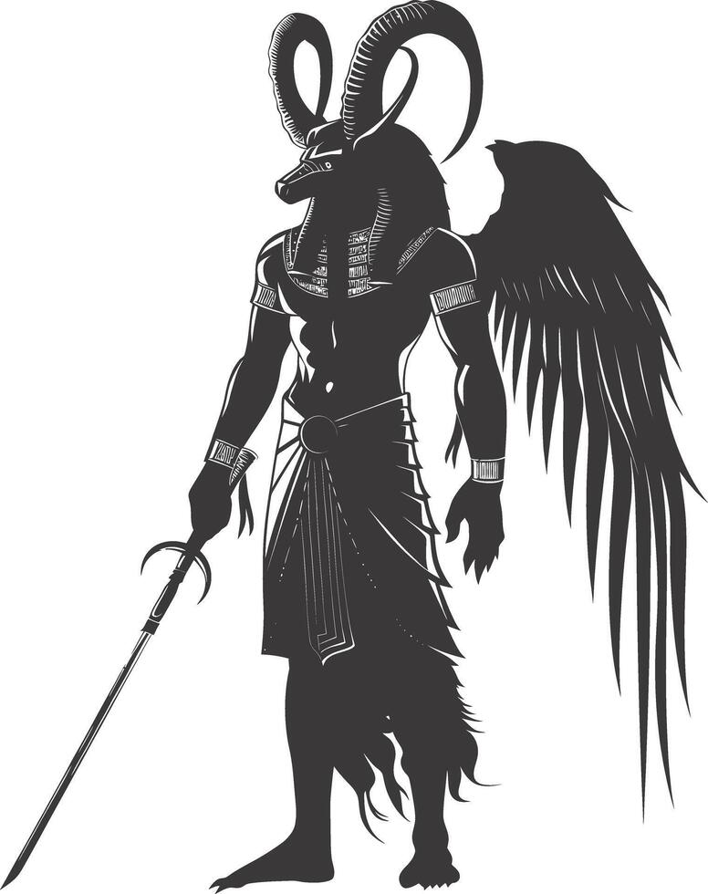 AI generated Silhouette spinx the egypt Mythical Creature black color only full body vector