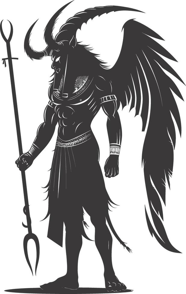 AI generated Silhouette spinx the egypt Mythical Creature black color only full body vector