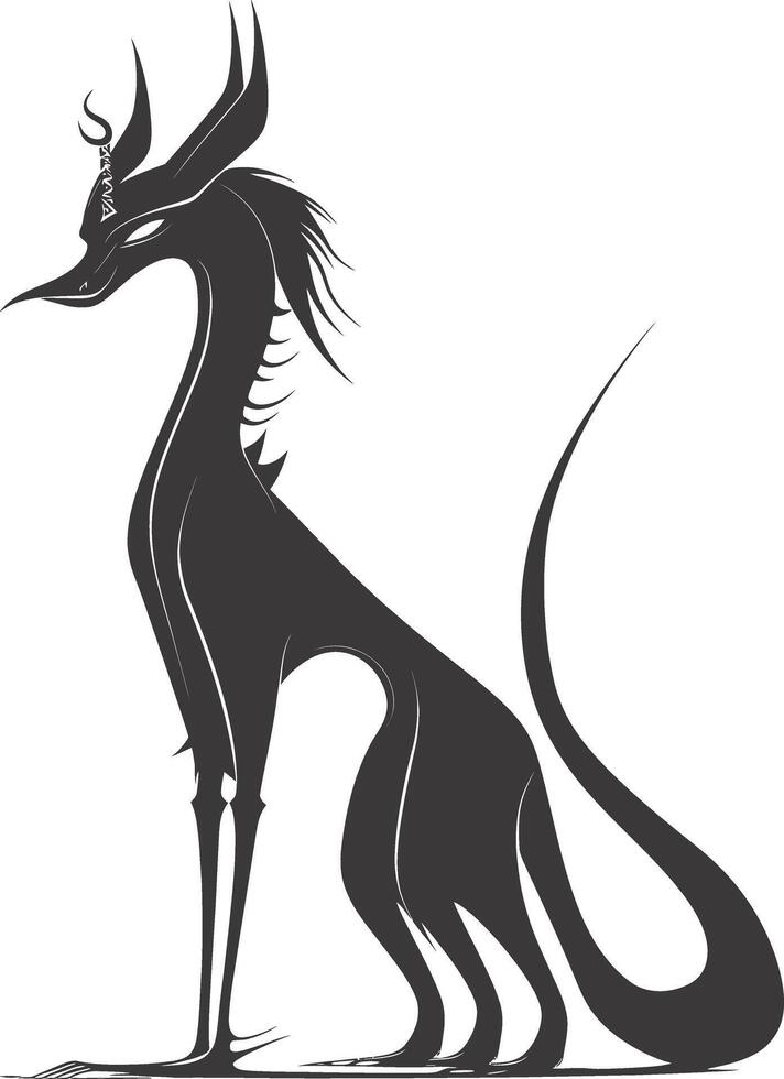 AI generated Silhouette spinx the egypt Mythical Creature black color only full body vector