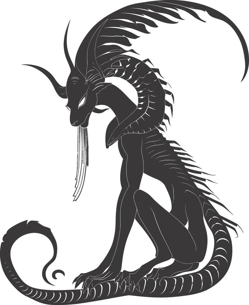 AI generated Silhouette spinx the egypt Mythical Creature black color only full body vector