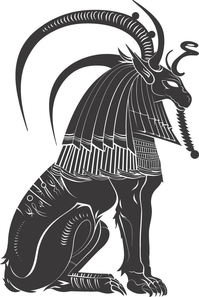 AI generated Silhouette spinx the egypt Mythical Creature black color only full body vector