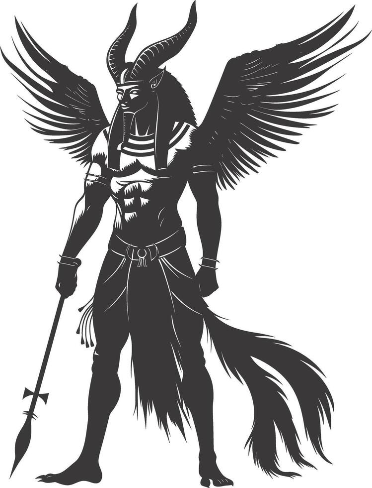 AI generated Silhouette spinx the egypt Mythical Creature black color only full body vector