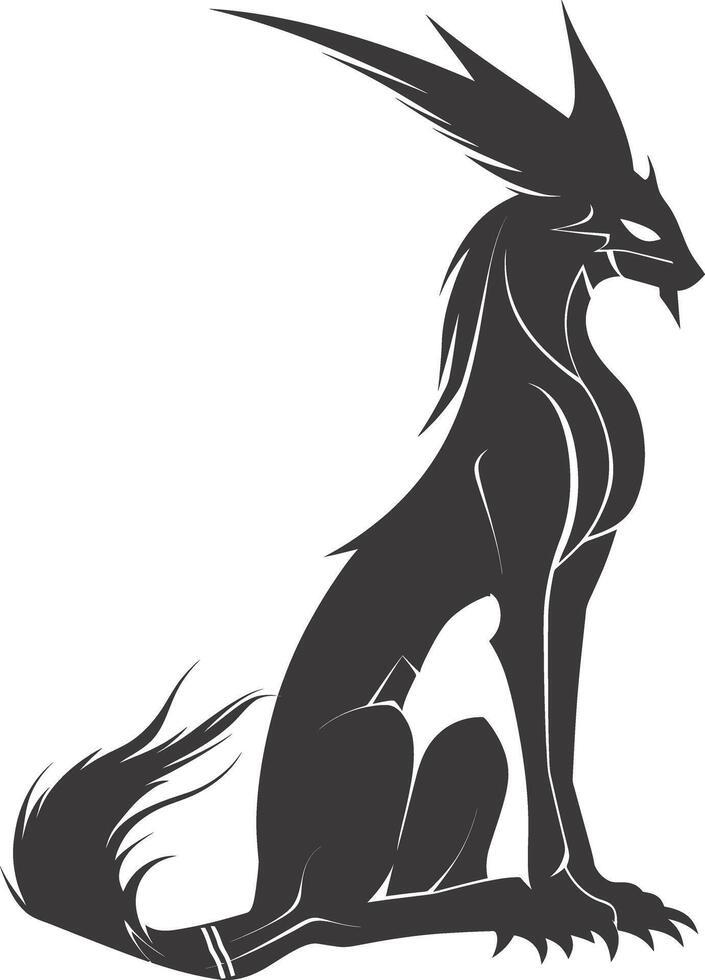 AI generated Silhouette spinx the egypt Mythical Creature black color only full body vector