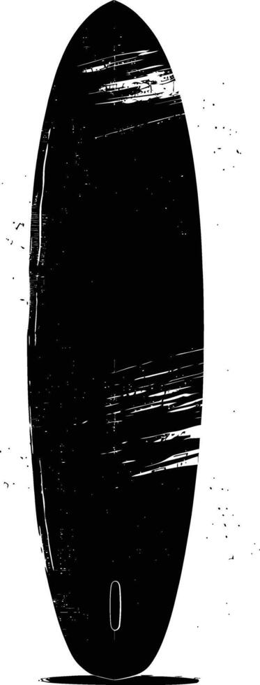 AI generated Silhouette surfing board on the beach black color only vector
