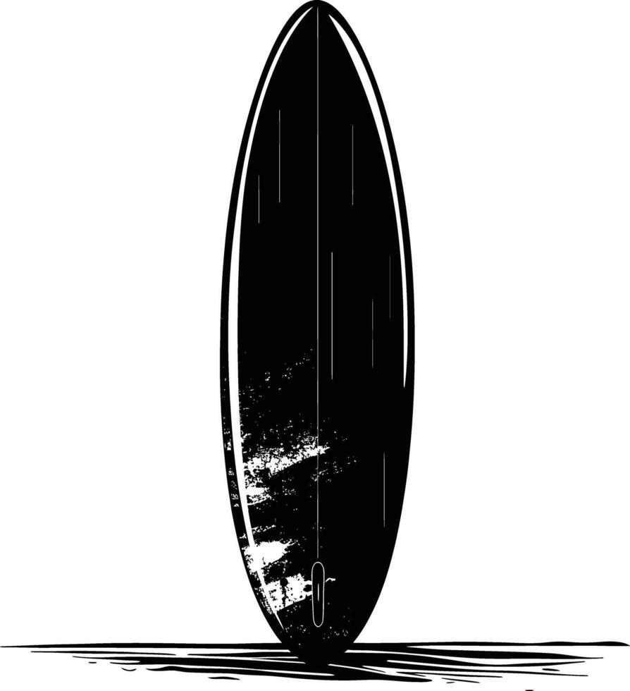 AI generated Silhouette surfing board on the beach black color only vector