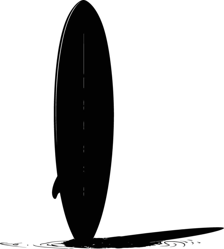 AI generated Silhouette surfing board on the beach sand black color only vector