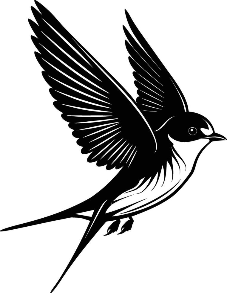 AI generated Silhouette swallow bird black color only full body vector