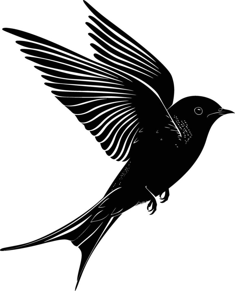 AI generated Silhouette swallow bird black color only full body vector