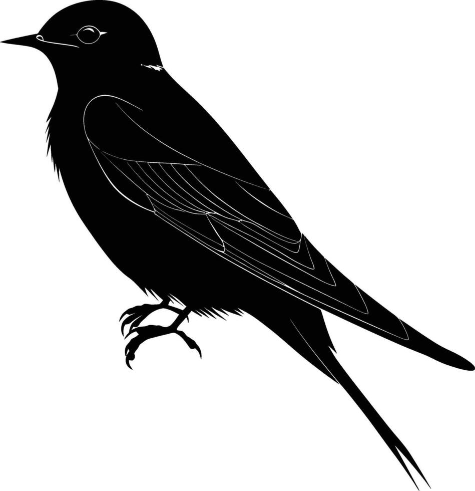 AI generated Silhouette swallow bird black color only full body vector