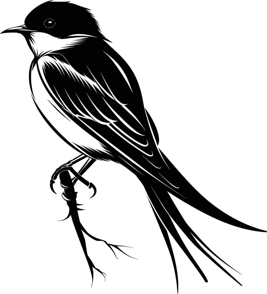 AI generated Silhouette swallow bird black color only full body vector