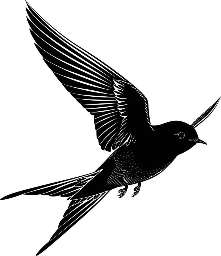 AI generated Silhouette swallow bird flaying black color only full body vector