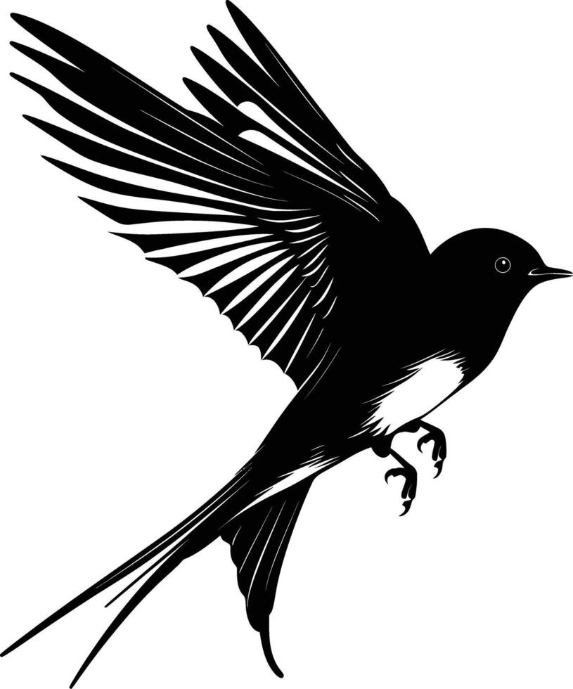 AI generated Silhouette swallow bird flaying black color only full body vector