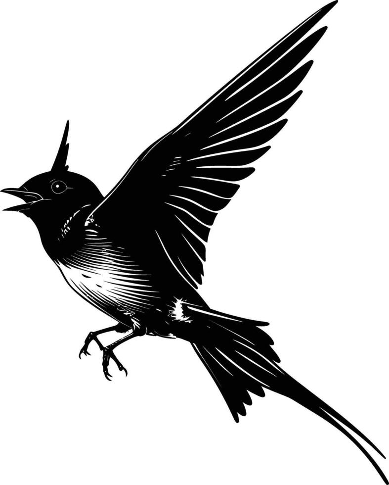 AI generated Silhouette swallow bird flaying black color only full body vector