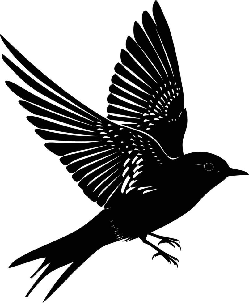 AI generated Silhouette swallow bird black color only full body vector