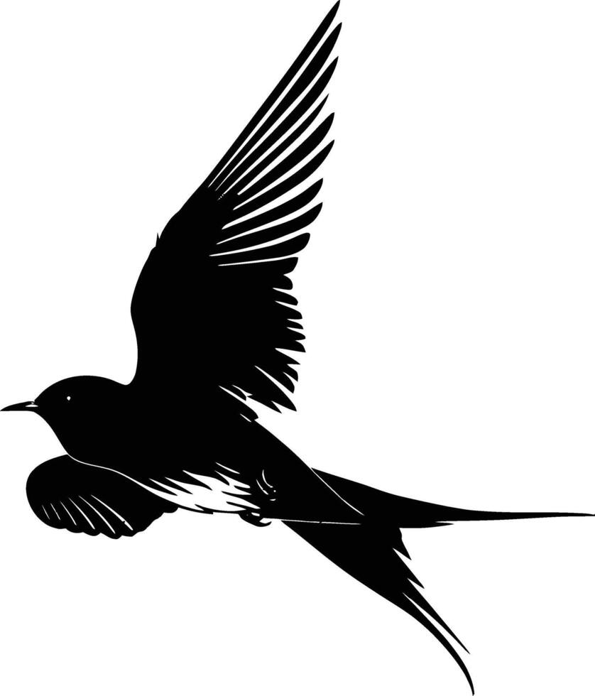 AI generated Silhouette swallow bird flaying black color only full body vector