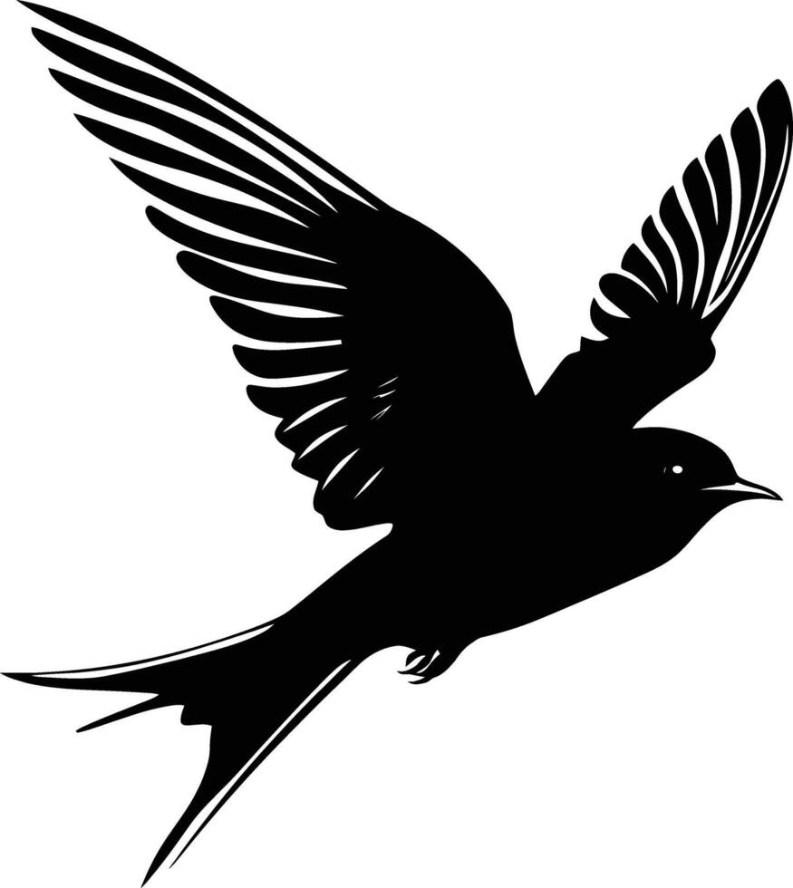 AI generated Silhouette swallow bird black color only full body vector
