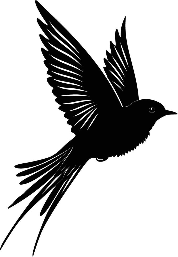 AI generated Silhouette swallow bird black color only full body vector