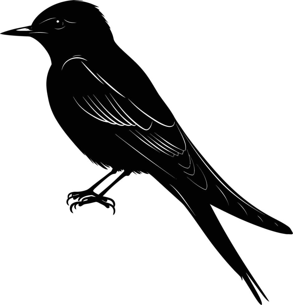 AI generated Silhouette swallow bird black color only full body vector