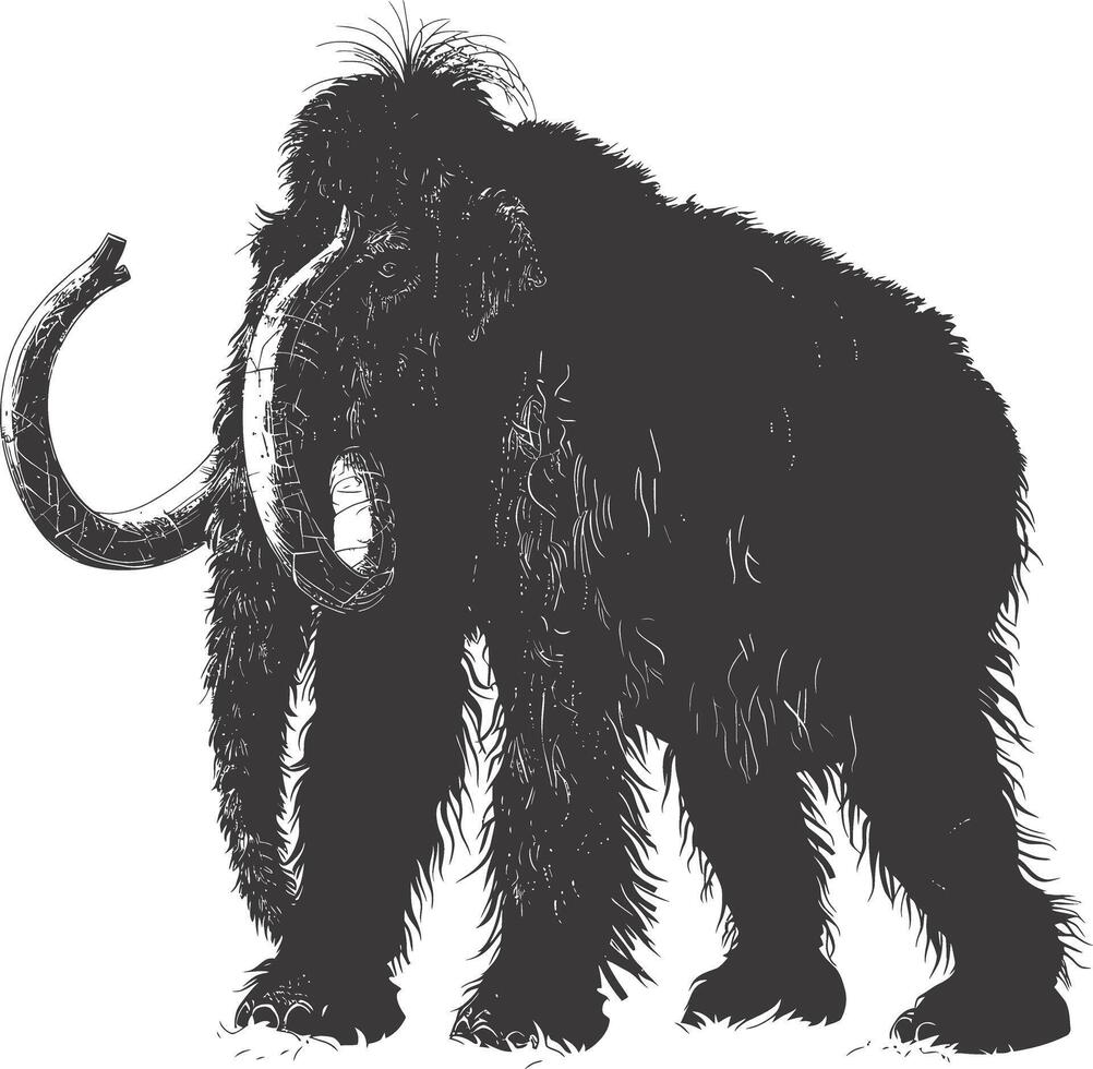 AI generated silhouette mammoth the ancient mythical prehistoric creatures black color only vector