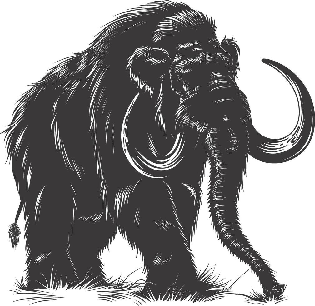 AI generated silhouette mammoth the ancient mythical prehistoric creatures black color only vector