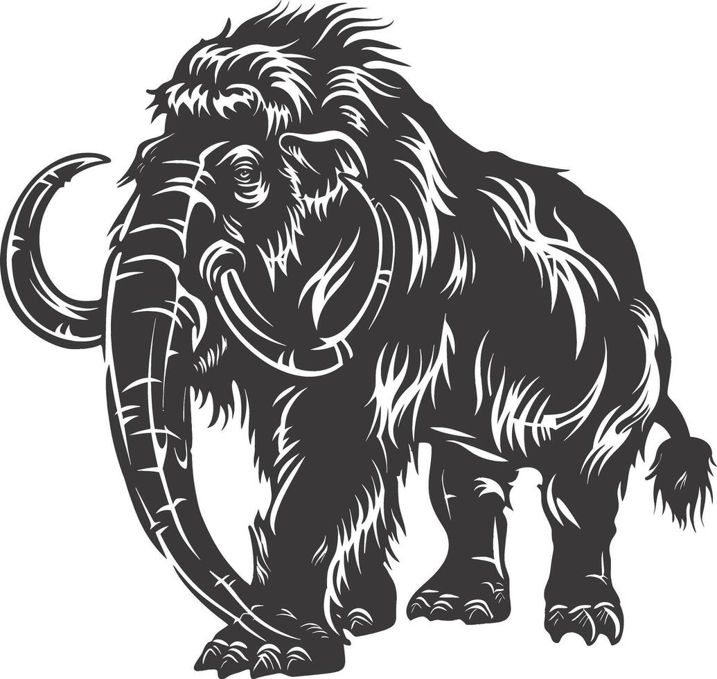 AI generated silhouette mammoth the ancient mythical prehistoric creatures black color only vector