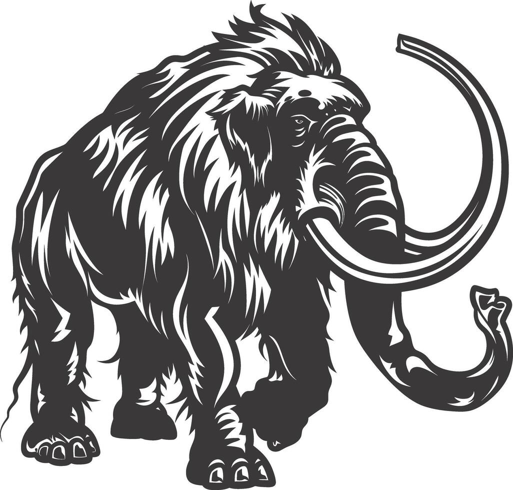 AI generated silhouette mammoth the ancient mythical prehistoric creatures black color only vector