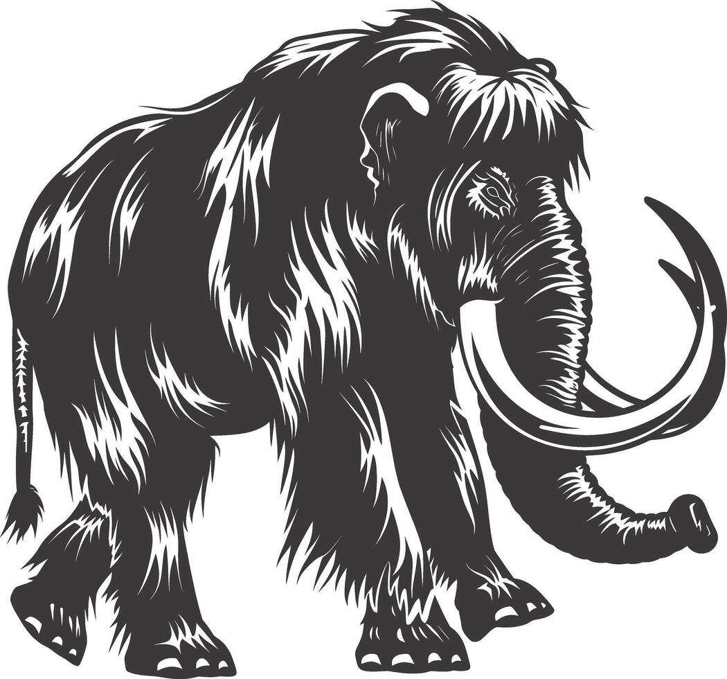 ai generado silueta mamut el antiguo mítico prehistórico criaturas negro color solamente vector