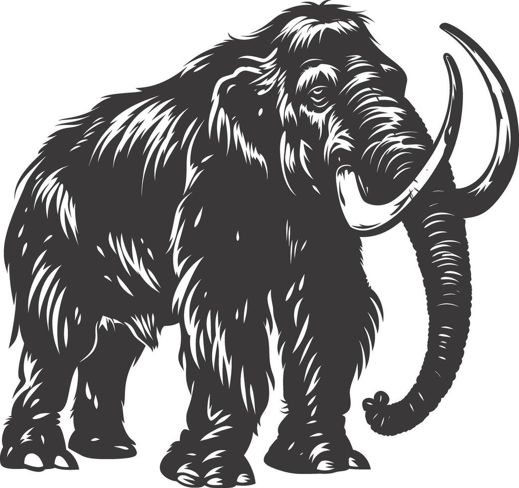 AI generated silhouette mammoth the ancient mythical prehistoric creatures black color only vector