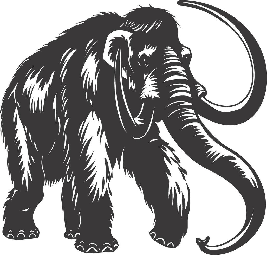 AI generated silhouette mammoth the ancient mythical prehistoric creatures black color only vector