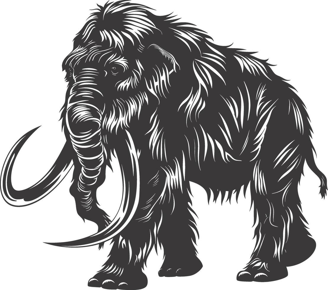 ai generado silueta mamut el antiguo mítico prehistórico criaturas negro color solamente vector