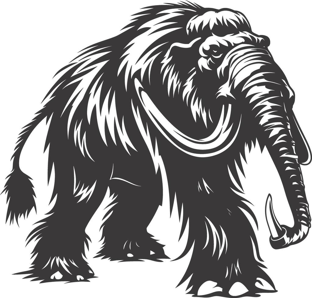 ai generado silueta mamut el antiguo mítico prehistórico criaturas negro color solamente vector