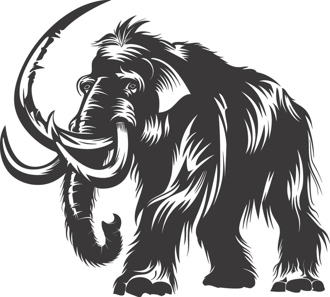 AI generated silhouette mammoth the ancient mythical prehistoric creatures black color only vector