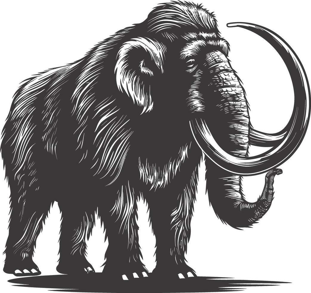 AI generated silhouette mammoth the ancient mythical prehistoric creatures black color only vector