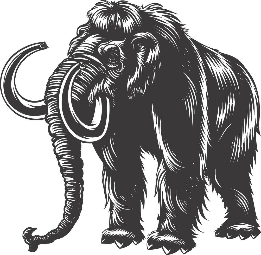 AI generated silhouette mammoth the ancient mythical prehistoric creatures black color only vector