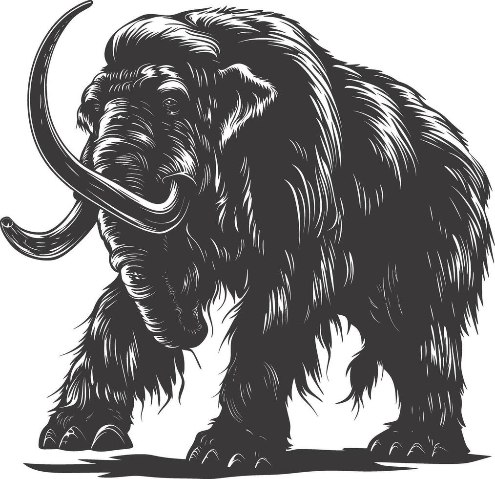 AI generated silhouette mammoth the ancient mythical prehistoric creatures black color only vector