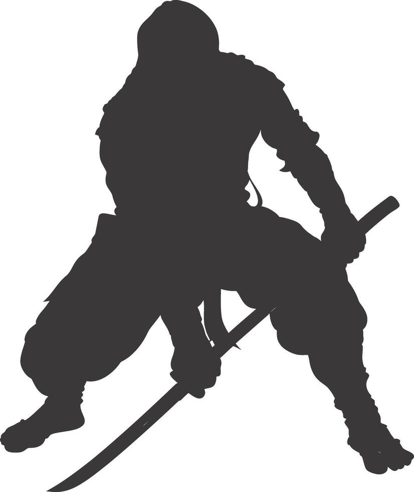 AI generated silhouette ninja assassin black color only full body vector