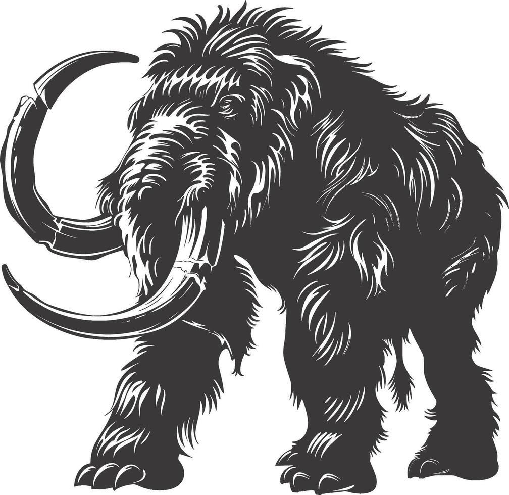 ai generado silueta mamut el antiguo mítico prehistórico criaturas negro color solamente vector