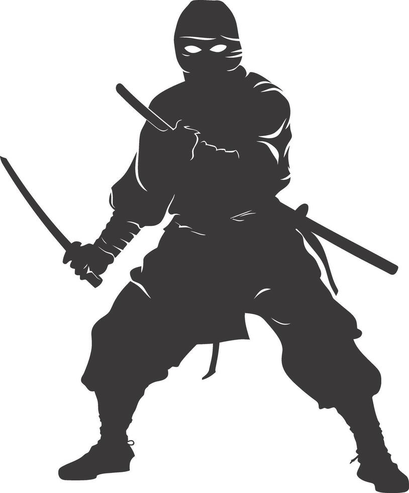 ai generado silueta ninja guerrero negro color solamente lleno cuerpo vector