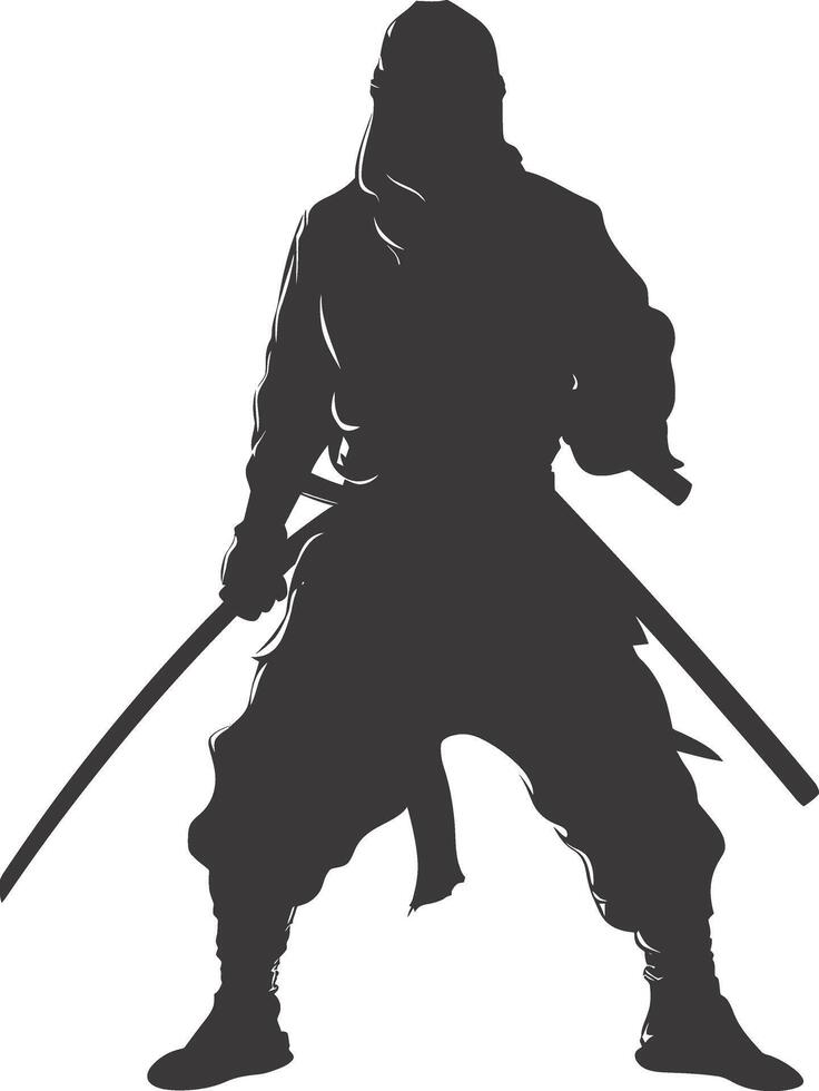 AI generated silhouette ninja black color only full body vector