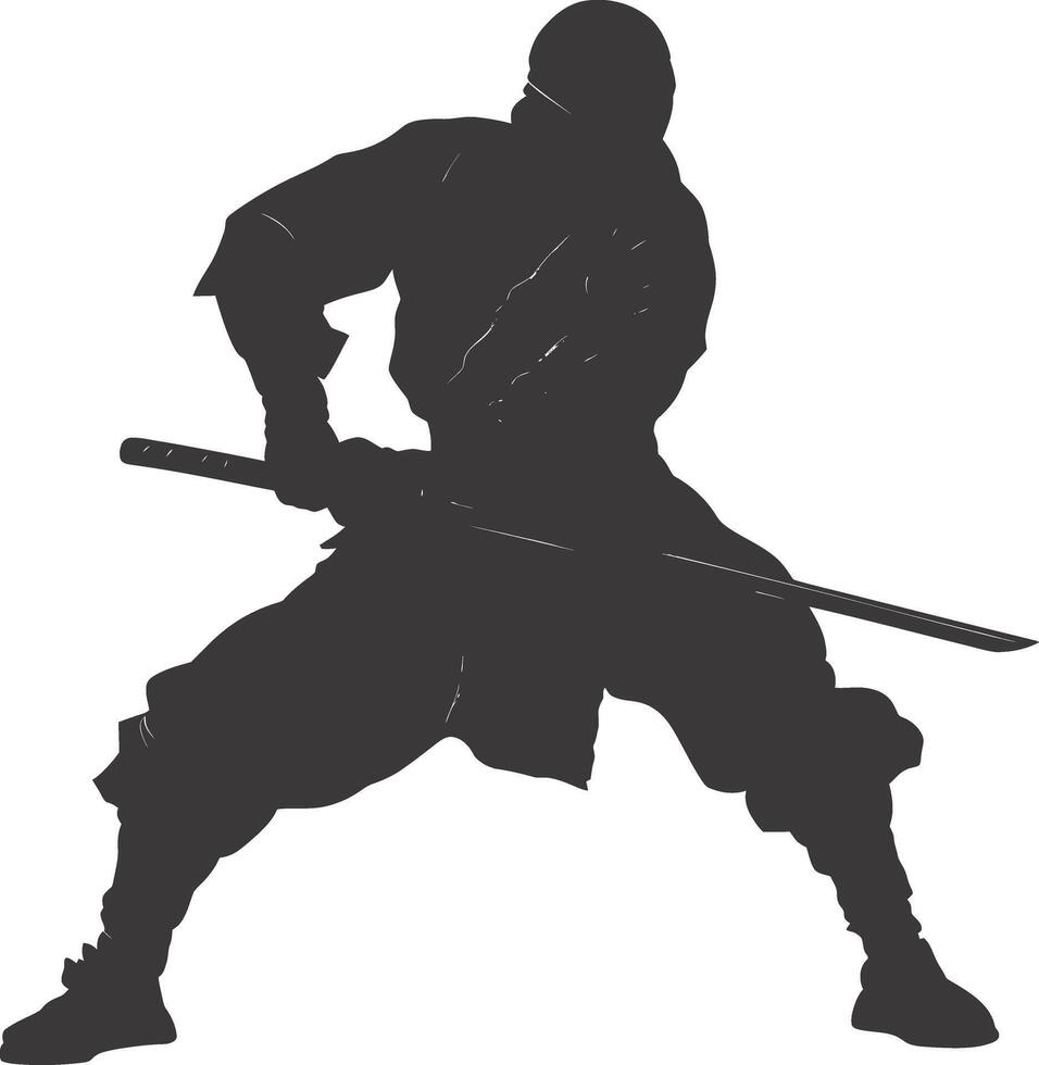 AI generated silhouette ninja black color only full body vector