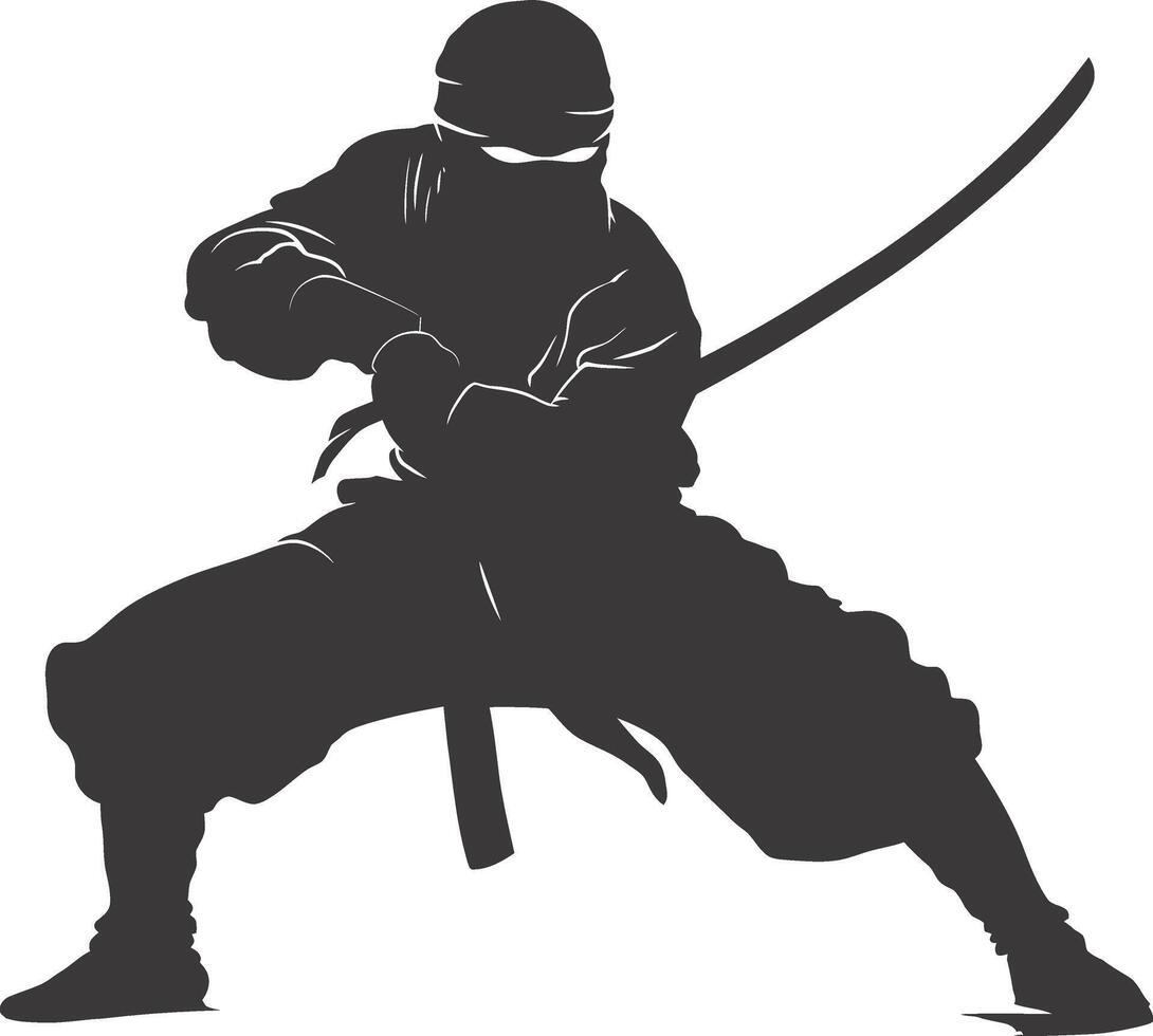 AI generated silhouette ninja black color only full body vector