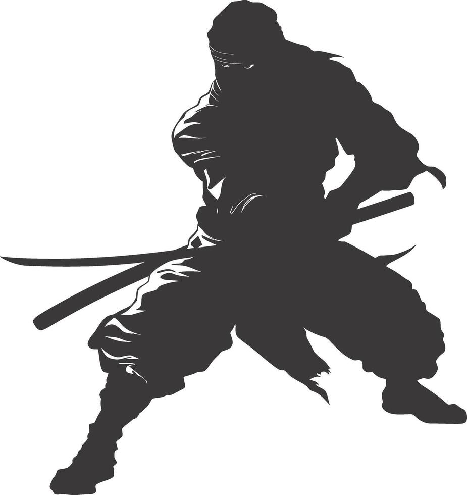 ai generado silueta ninja negro color solamente lleno cuerpo vector