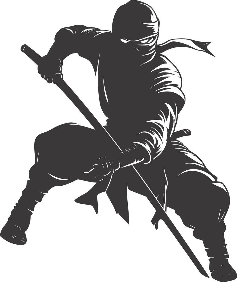 ai generado silueta ninja negro color solamente lleno cuerpo vector