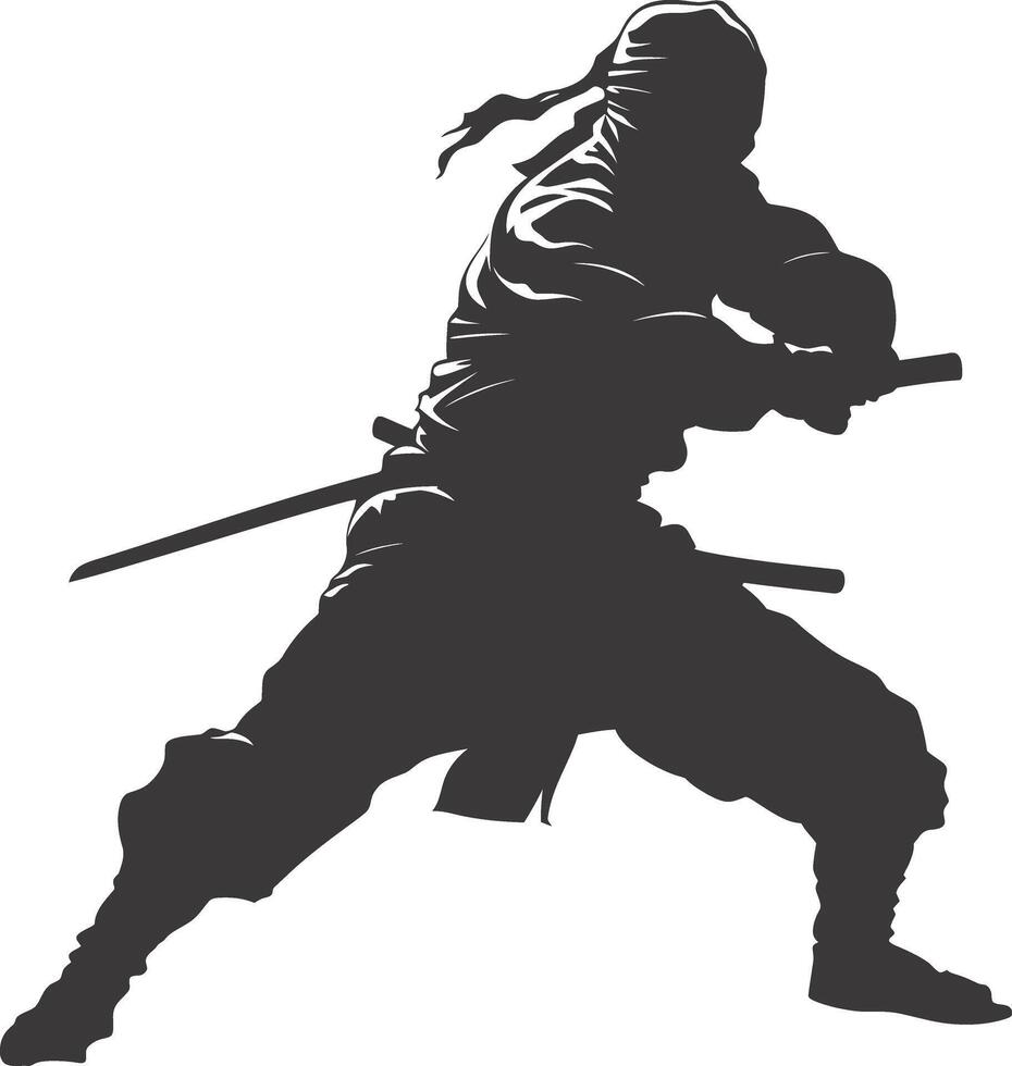 AI generated silhouette ninja black color only full body vector